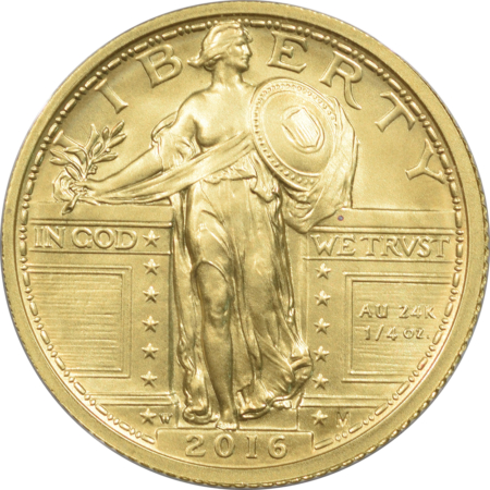 American Gold Eagles, Buffaloes, & Liberty Series 2016 1/4 OZ 25C STANDING LIBERTY QUARTER GOLD CENTENNIAL GEM SPECIMEN W/ BOX/COA