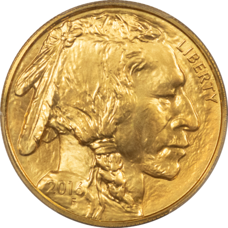 American Gold Eagles, Buffaloes, & Liberty Series 2016 $50 AMERICAN GOLD BUFFALO .9999 1 OZ PCGS MS-69 FIRST STRIKE 10TH ANN, FLAG