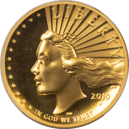 $20 2019-W $100 1 OZ GOLD AMERICAN LIBERTY HIGH RELIEF – PCGS SP-70 DMPL, FDI, MOY!