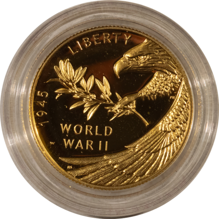 American Gold Eagles, Buffaloes, & Liberty Series 2020-W V75 $25 PROOF 24-KARAT 1/2 OZ GOLD WORLD WAR II 75TH ANNIVERSARY GEM, OGP