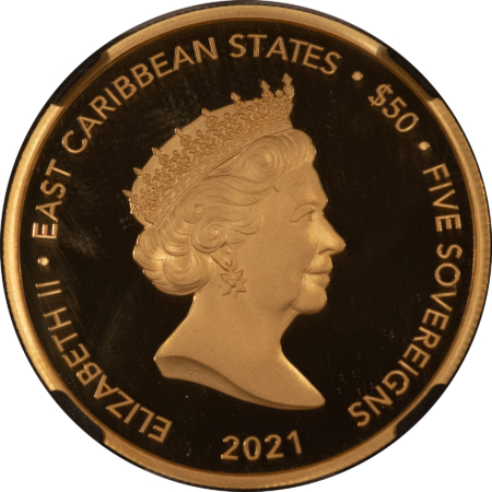 Bullion 2021 $50 EASTERN CARRIBEAN STATES GOLD EDINBURGH PANDAS 1.177 AGW NGC PF-70 UCAM
