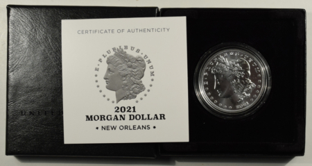 Dollars 2021-O PRIVY $1 MORGAN DOLLAR SILVER COMMEMORATIVE – GEM UNCIRCULATED, MINT PKG