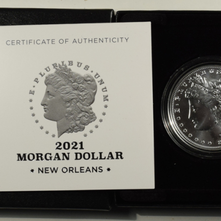 Dollars 2021-O PRIVY $1 MORGAN DOLLAR SILVER COMMEMORATIVE – GEM UNCIRCULATED, MINT PKG