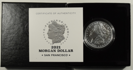 Dollars 2021-S PRIVY $1 MORGAN DOLLAR SILVER COMMEMORATIVE – GEM UNCIRCULATED, MINT PKG