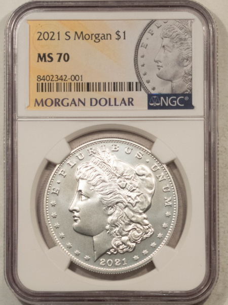 Dollars 2021-S $1 MORGAN DOLLAR 100TH ANNIVERSARY COMMEMORATIVE – NGC MS-70, PERFECT!