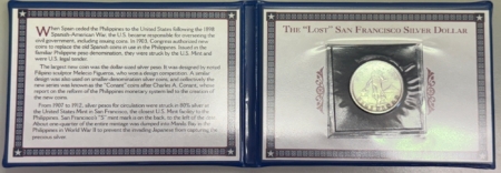 New Store Items 1907-S LOST SAN FRANCISCO PHILIPPINES PESO SILVER DOLLAR – IN FANCY PACKAGING!