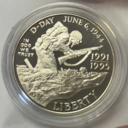 Modern Commems 1991-95 WORLD WAR II 50TH ANN COMMEMORATIVE SILVER DOLLAR – GEM PROOF W/ BOX/COA