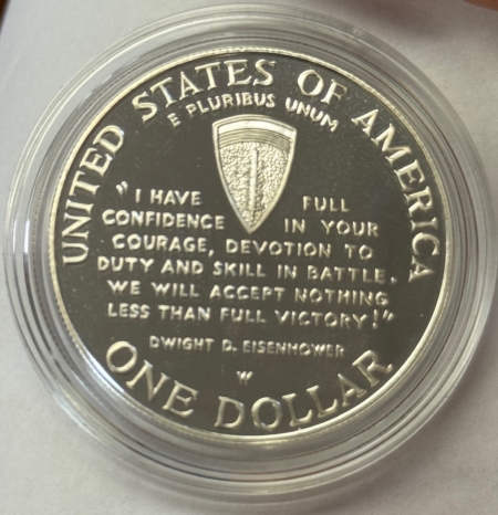 Modern Commems 1991-95 WORLD WAR II 50TH ANN COMMEMORATIVE SILVER DOLLAR – GEM PROOF W/ BOX/COA