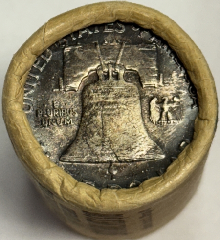 Coin Rolls 1963 FRANKLIN HALF DOLLARS – ORIGINAL UNCIRCUALTED 20 COIN BANKWRAPED ROLL, BU