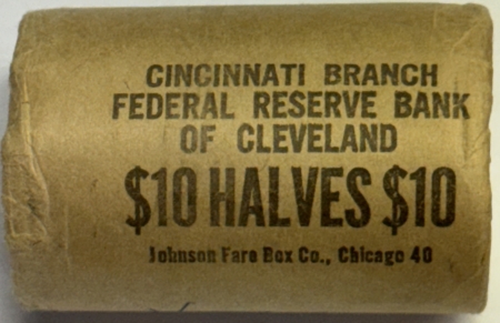Coin Rolls 1963 FRANKLIN HALF DOLLARS – ORIGINAL UNCIRCUALTED 20 COIN BANKWRAPED ROLL, BU