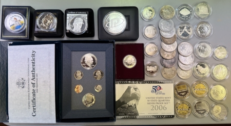 Bullion 46 COIN WHOLESALE LOT, SILVER $1s, COMMEM $1s, SILVER & MORE, 28+ OZ PURE SILVER