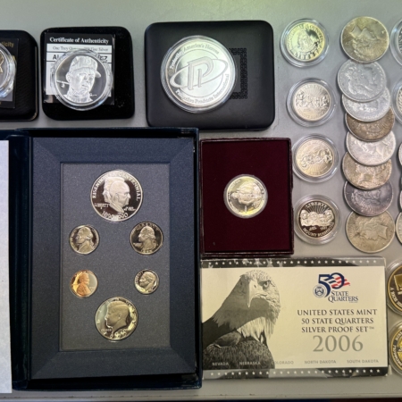 Bullion 46 COIN WHOLESALE LOT, SILVER $1s, COMMEM $1s, SILVER & MORE, 28+ OZ PURE SILVER