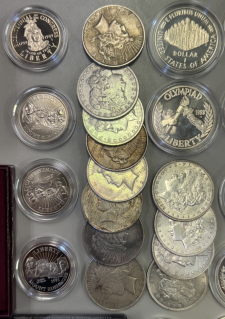 Bullion 46 COIN WHOLESALE LOT, SILVER $1s, COMMEM $1s, SILVER & MORE, 28+ OZ PURE SILVER