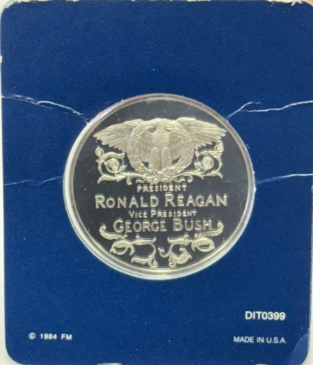 Exonumia 1985 RONALD REAGAN .999 1 OZ SILVER INAUGURAL MEDAL – GEM PROOF WITH OGP!