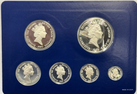 New Store Items 1985 BRITISH VIRGIN ISLANDS PROOF SILVER 6 COIN SET, SCARCE SET – GEM PROOF, OGP