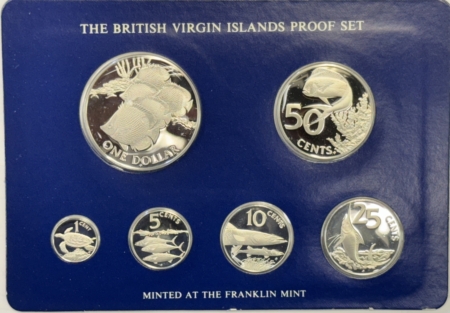 New Store Items 1985 BRITISH VIRGIN ISLANDS PROOF SILVER 6 COIN SET, SCARCE SET – GEM PROOF, OGP