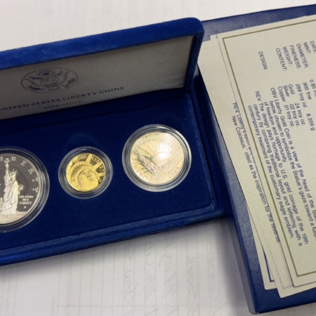 Modern Commems 1986-S STATUE OF LIBERTY 3 COIN COMMEMORATIVE GOLD & SILVER PROOF SET GEM W/ OGP