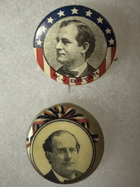 New Store Items 1900 PAIR OF WILLIAM JENNINGS BRYAN 7/8″ CAMPAIGN BUTTONS-COLORFUL & EXC COND!
