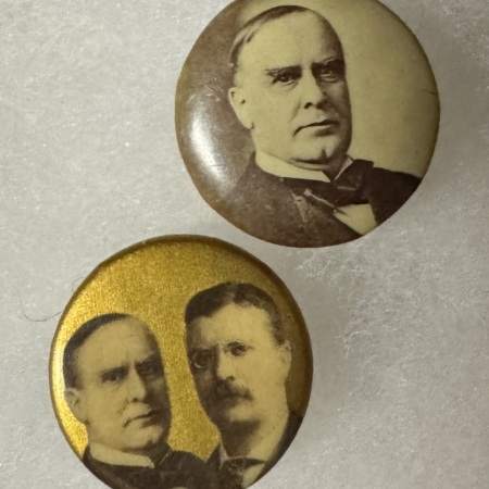 New Store Items 1900 WILLIAM MCKINLEY PAIR OF 7/8″ CAMPAIGN BUTTONS; BOTH COLOR & NEAR-MINT!