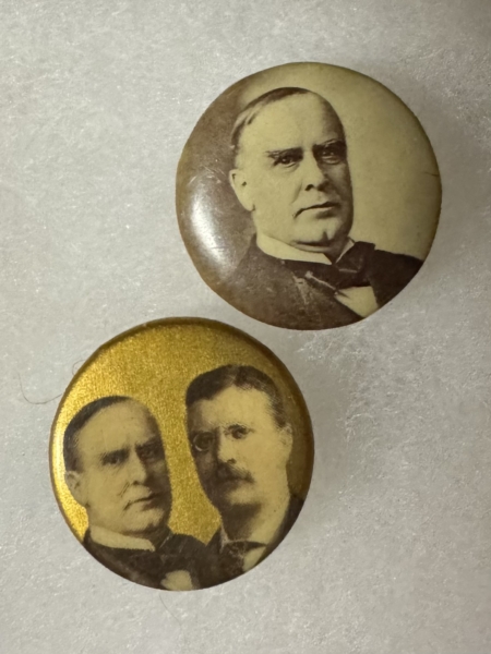 New Store Items 1900 WILLIAM MCKINLEY PAIR OF 7/8″ CAMPAIGN BUTTONS; BOTH COLOR & NEAR-MINT!