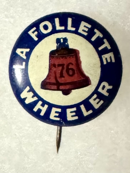 New Store Items 1924 LAFOLLETTE-WHEELER LIBERTY BELL 7/8″ CAMPAIGN BUTTON, BRIGHT & NEAR MINT!