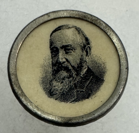 New Store Items 1888 BENJAMIN HARRISON 3/4″ CAMPAIGN STUD; CELLULOID INSERT & EXCELLENT COND!