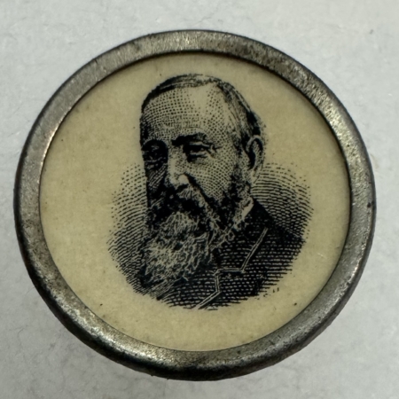 New Store Items 1888 BENJAMIN HARRISON 3/4″ CAMPAIGN STUD; CELLULOID INSERT & EXCELLENT COND!