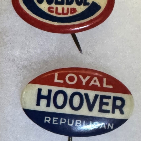 New Store Items 1924 COOLIDGE & 1928 HOOVER PAIR OF OVAL CAMPAIGN BUTTONS-BRIGHT & NEAR-MINT!