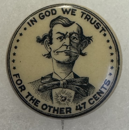 New Store Items 1896 ANTI-BRYAN 7/8″ SATYRICAL CAMPAIGN BUTTON-A REAL CLASSIC! RARE & NEAR MINT!