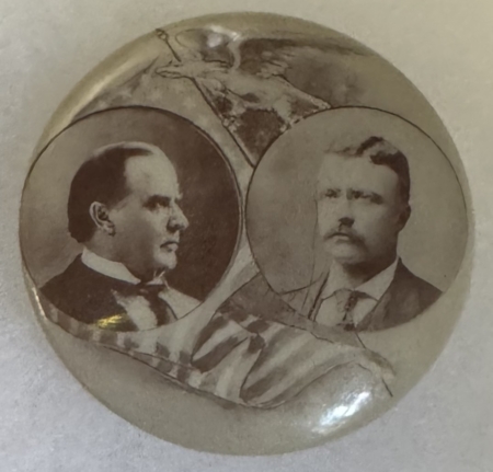 New Store Items 1900 McKINLEY-ROOSEVELT SCARCE/GRAPHIC 1 1/4″ SEPIA JUGATE CAMPAIGN BUTTON-MINT!