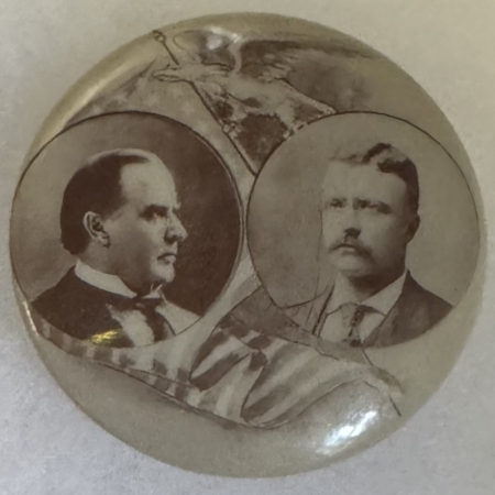 New Store Items 1900 McKINLEY-ROOSEVELT SCARCE/GRAPHIC 1 1/4″ SEPIA JUGATE CAMPAIGN BUTTON-MINT!