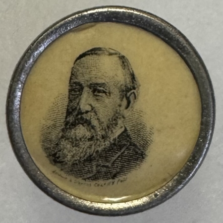 New Store Items 1888 BENJAMIN HARRISON 3/4″ CAMPAIGN STUD, EXCELLENT!