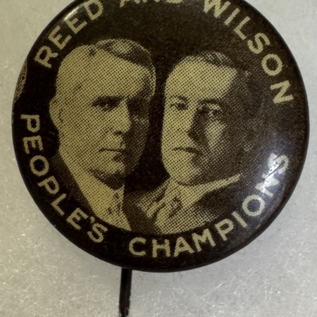 New Store Items 1916 WOODROW WILSON-JAMES REED COATTAIL 7/8″ JUGATE CAMPAIGN BUTTON-SCARCE/MINT!