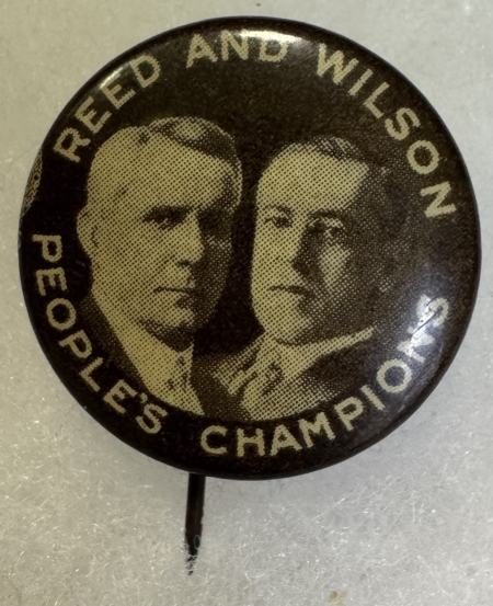 New Store Items 1916 WOODROW WILSON-JAMES REED COATTAIL 7/8″ JUGATE CAMPAIGN BUTTON-SCARCE/MINT!