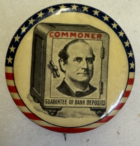 New Store Items 1908 WILLIAM JENNINGS BRYAN “COMMONER” 1 1/4″ CAMPAIGN BUTTON; GRAPHIC & SCARCE!