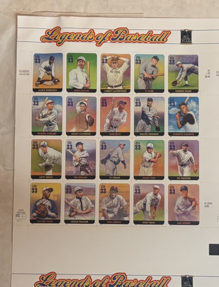 New Store Items UNCUT USPS PRESS SHEET OF 6 IMPERFORATE PANES SCOTT #3408 LEGENDS OF BASEBALL!