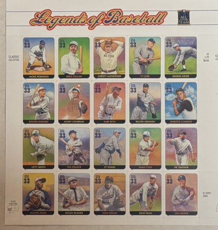 New Store Items UNCUT USPS PRESS SHEET OF 6 IMPERFORATE PANES SCOTT #3408 LEGENDS OF BASEBALL!