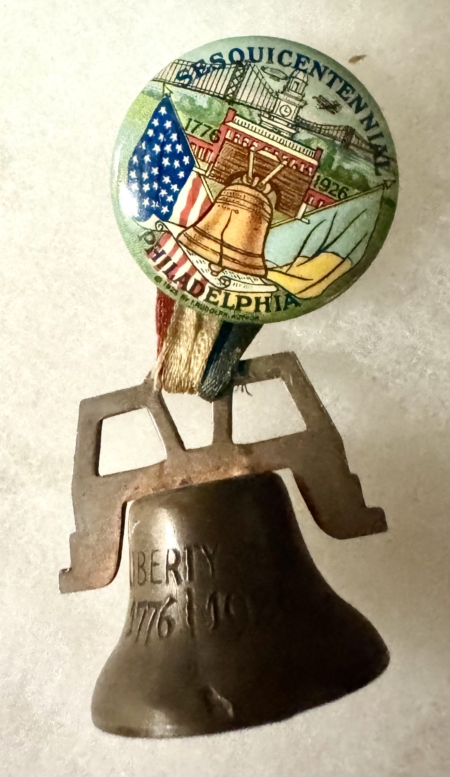 Miscellaneous 1926 SESQUICENTENNIAL 1 1/4″ GRAPHIC BUTTON W/ BRASS LIBERTY BELL-SCARCE & MINT!