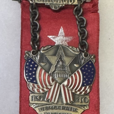 New Store Items 1940 FRANKLIN ROOSEVELT D.N.C. DELEGATE BADGE,  HEAVY  METAL W/ ENAMEL-PRETTY!