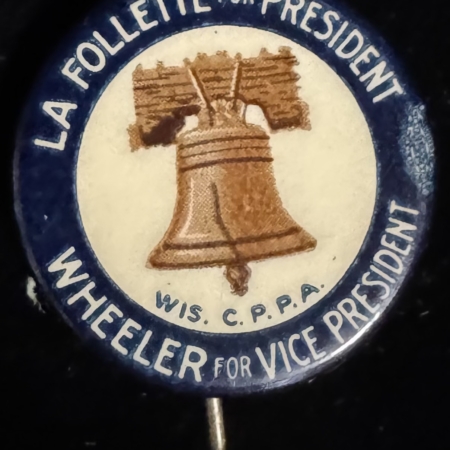 New Store Items 1924 LAFOLLETTE-WHEELER LIBERTY BELL WIS. C.P.P.A. 1″ CAMPAIGN BUTTON-NEAR MINT!