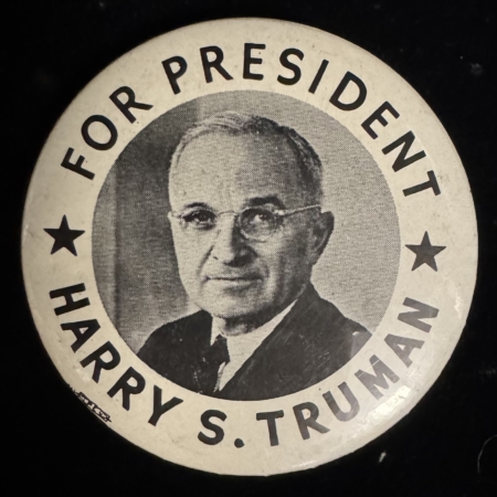 New Store Items 1948 FOR PRESIDENT HARRY S. TRUMAN 2 1/2″ PICTURE CAMPAIGN BUTTON, UNUSUAL/MINT!