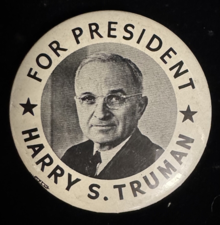 New Store Items 1948 FOR PRESIDENT HARRY S. TRUMAN 2 1/2″ PICTURE CAMPAIGN BUTTON, UNUSUAL/MINT!