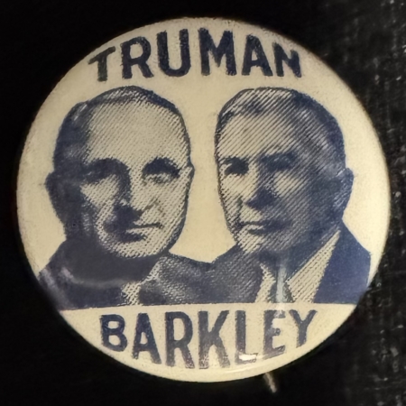 New Store Items 1948 HARRY S. TRUMAN “TRUMAN-BARKLEY” 7/8″ JUGATE CAMPAIGN BUTTON-RARE & MINT!