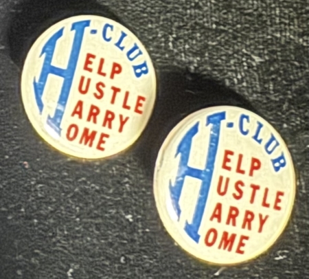 New Store Items 1948 THOMAS DEWEY 7/8″ HELP HUSTLE HARRY HOME CLIP ON EARRING PAIR UNUSUAL, MINT