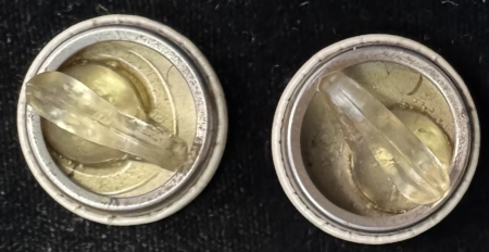 New Store Items 1948 THOMAS DEWEY 7/8″ HELP HUSTLE HARRY HOME CLIP ON EARRING PAIR UNUSUAL, MINT