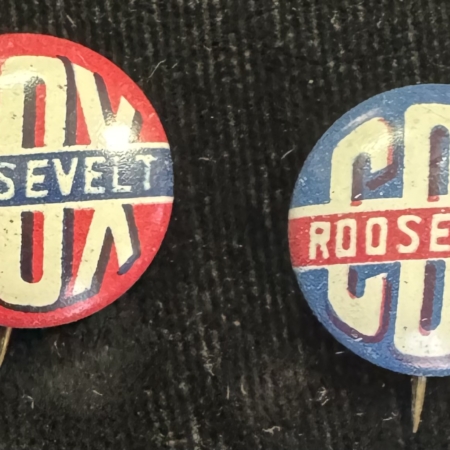 New Store Items 1920 COX-ROOSEVELT 1/2″ CAMPAIGN BUTTON PAIR – BRIGHT & NEAR-MINT!