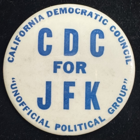 New Store Items 1960 JOHN F KENNEDY CDC FOR JFK 2 1/4″ CELLO CAMPAIGN BUTTON – NEAR-MINT!