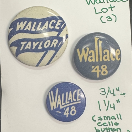 New Store Items 1948 HENRY WALLACE CAMPAIGN BUTTONS-3 DIFFERENT, 3/4″-1 1/4″,  EXC-near MINT!
