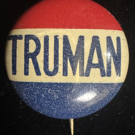 New Store Items 1948 HARRY S. TRUMAN “TRUMAN” 7/8″ CAMPAIGN BUTTON, LITHOGRAPH & NEAR-PERFECT!