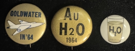 New Store Items 1964 BARRY GOLDWATER LOT OF 3 DIFFERENT CAMPAIGN BUTTONS, 7/8″-1 1/4″-MINT!